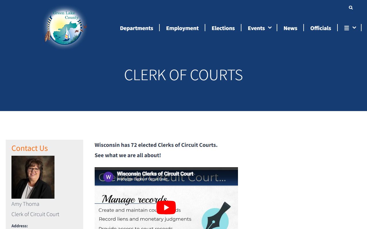 Green Lake County divorce decree at the clerk office