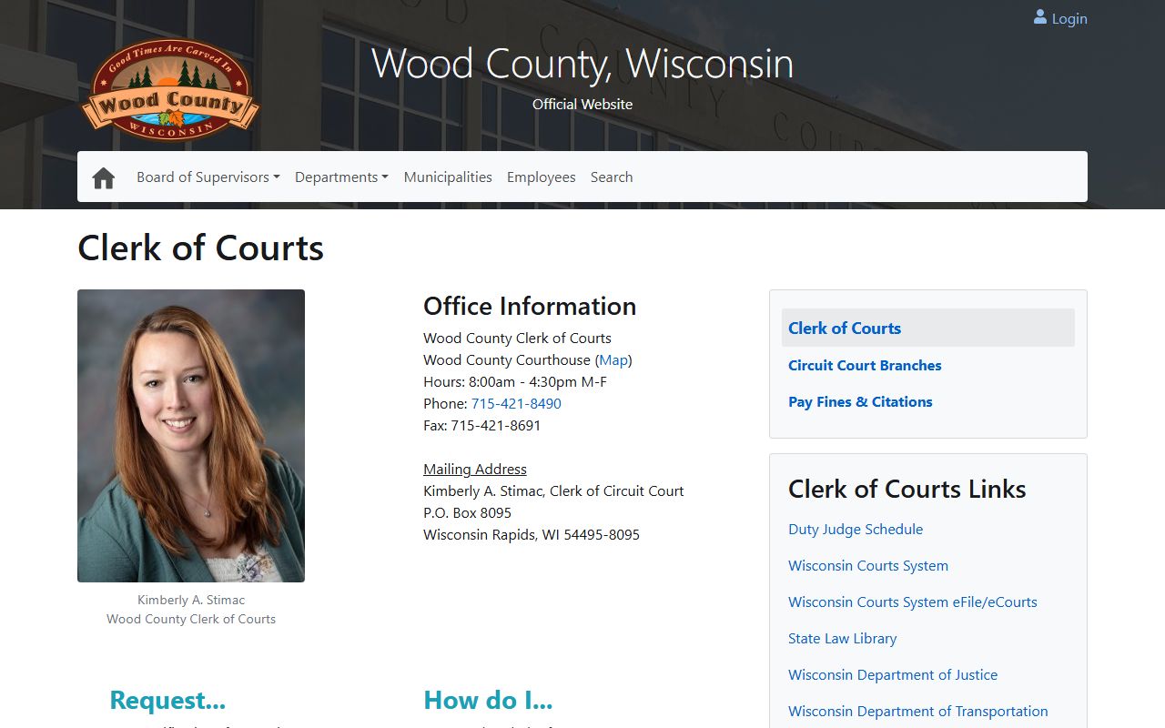 Wood County divorce decree at the courts department office