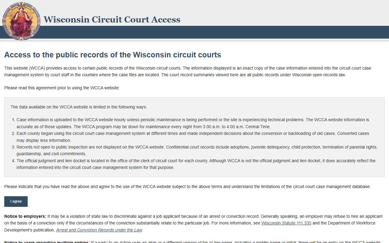 Wisconsin divorce decree circuit court access search