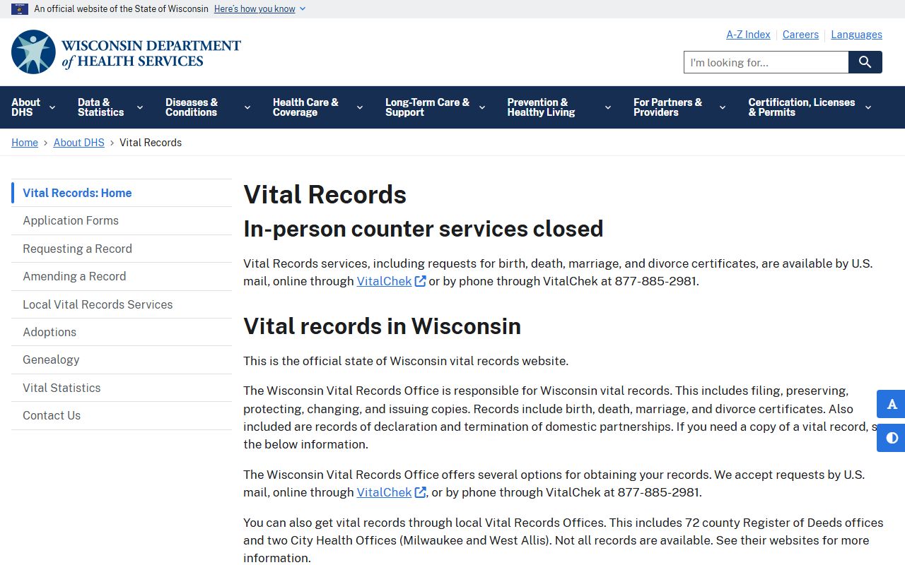 Wisconsin divorce decree vital records office
